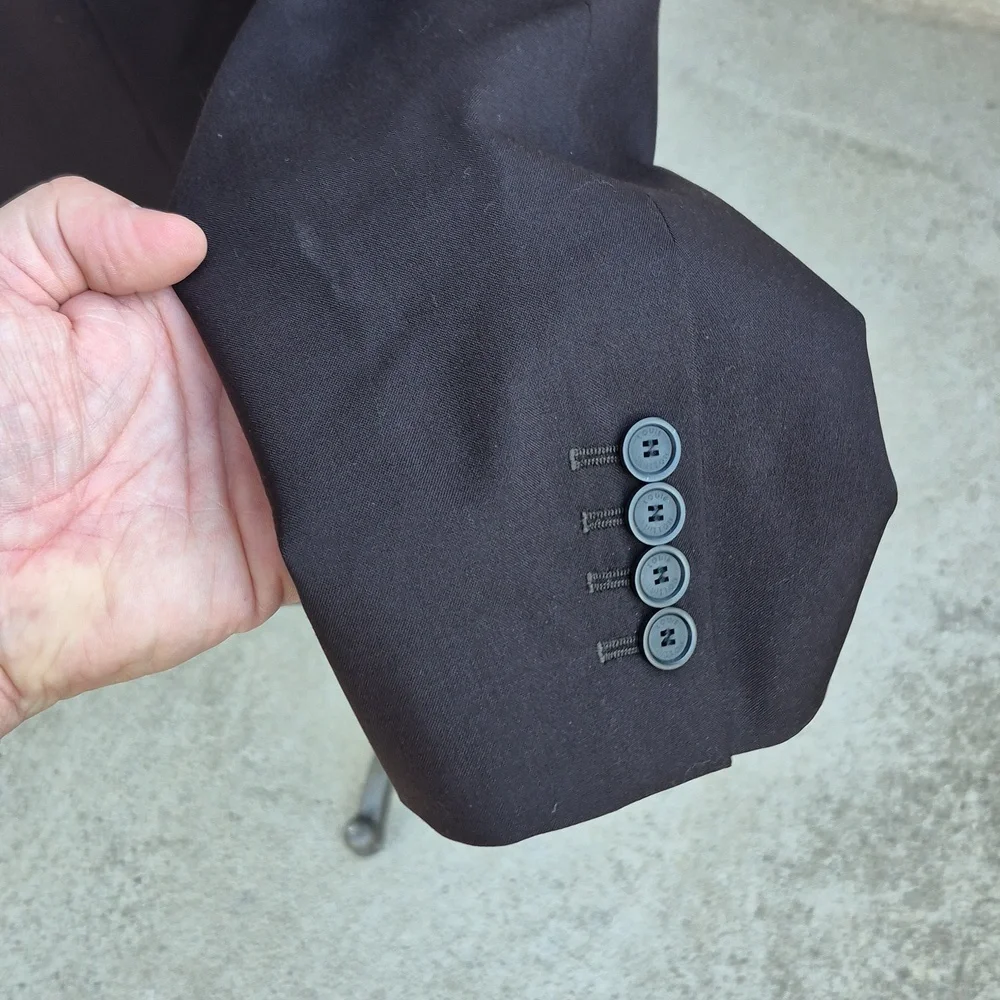 LOUIS VUITTON Uniformes Portugal Solid Dark‎ Brown Wool 44 L Mens Sport Coat